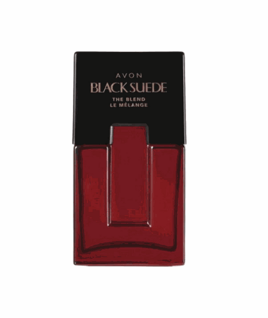 Avon Black Suede The Classic Blend men's eau de toilette bottle 3.4 fl oz with black and red packaging