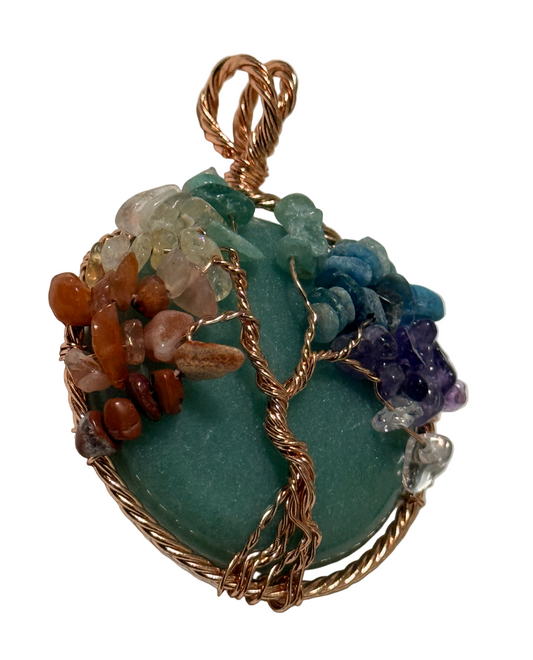7 Chakra Tree Of Life Pendant - Green Aventurine -The Luck Stone