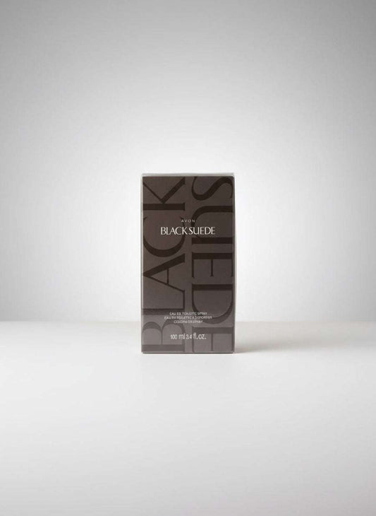 Men Black Suede rectangular box with bold letters black suede